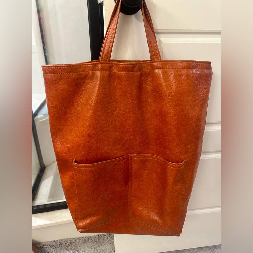 Orange leather bag